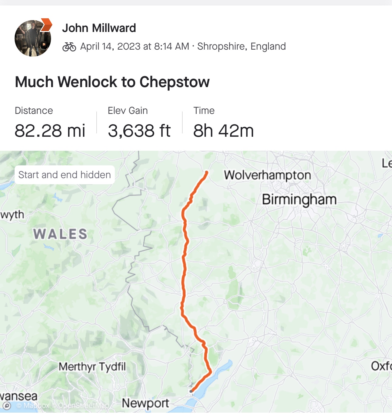 Much Wenlock to Chepstow